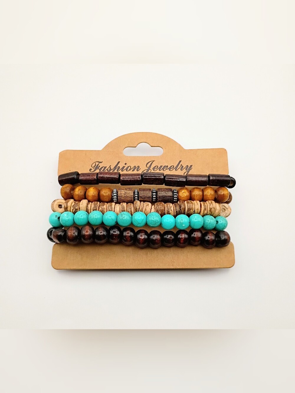 Fashion Jewelry Turquoise, Brown & Tan Layered Beaded Bracelet Set